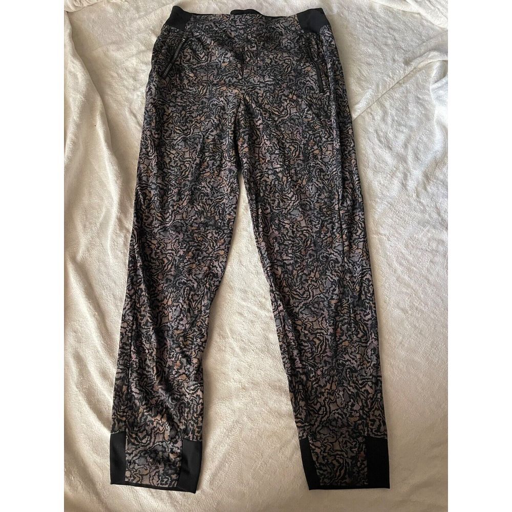 Athleta Black Multicolor Patterned Track Joggers